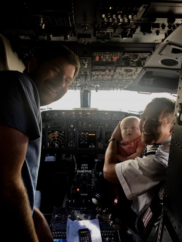 Baby's first flight meeting the pilot